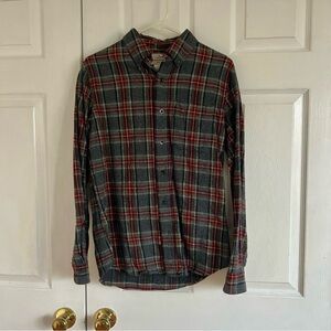 L.L Bean Men's wool Slim Fit Plaid Shirt - Red and Gray